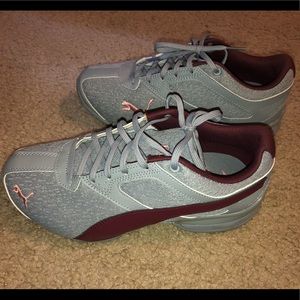 Puma shoes size 7 gray pink maroon